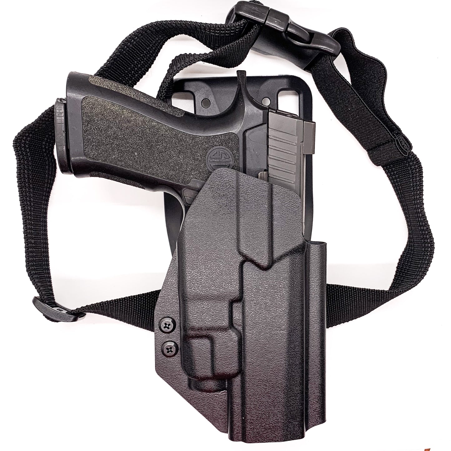 For the best OWB Sig Sauer Full Size and Compact P320 & Streamlight TLR-7 Xor A & GoGun USA Gas Pedal Duty & Competition Holster, shop Four Brothers Holsters. 