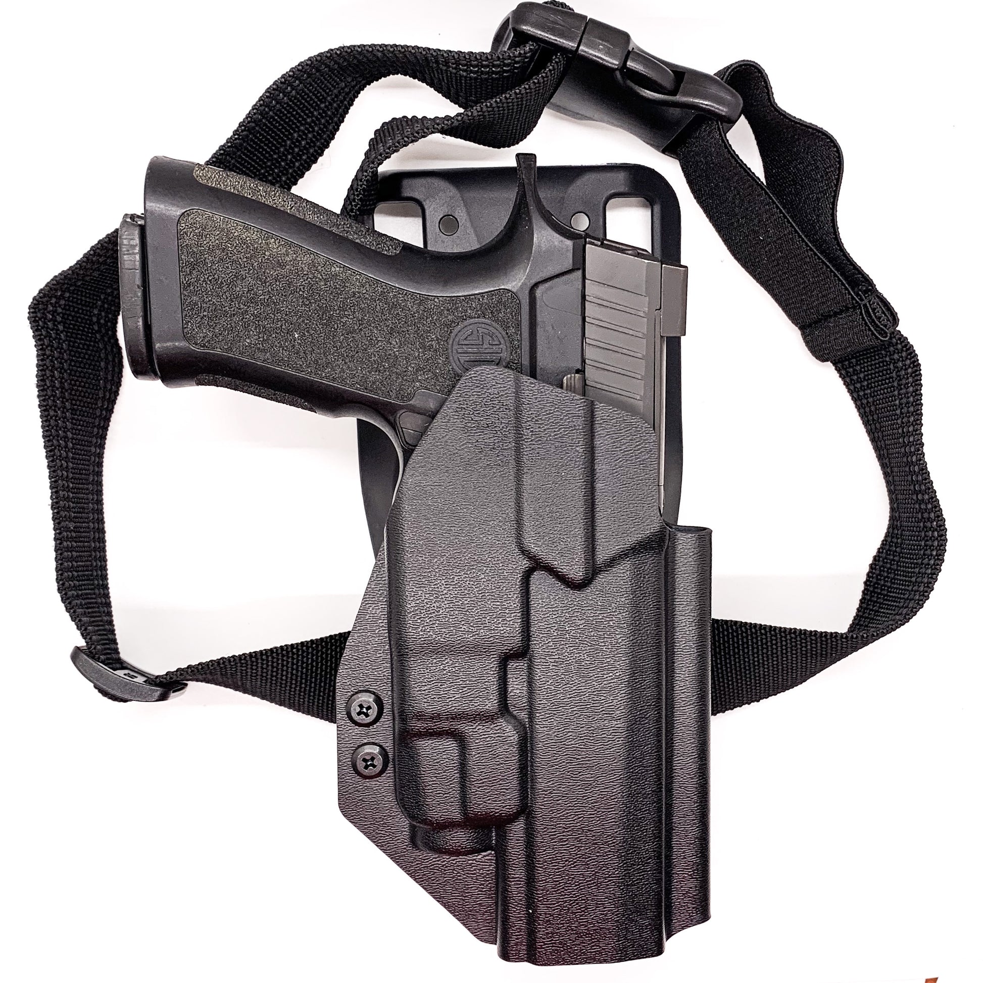 For the best OWB Sig Sauer Full Size and Compact P320 & Streamlight TLR-7 Xor A & GoGun USA Gas Pedal Duty & Competition Holster, shop Four Brothers Holsters. 