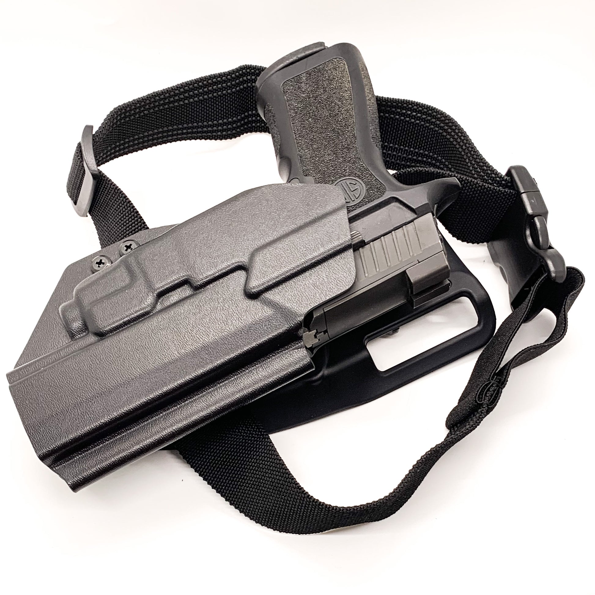 For the best OWB Sig Sauer Full Size and Compact P320 & Streamlight TLR-7 Xor A & GoGun USA Gas Pedal Duty & Competition Holster, shop Four Brothers Holsters. 