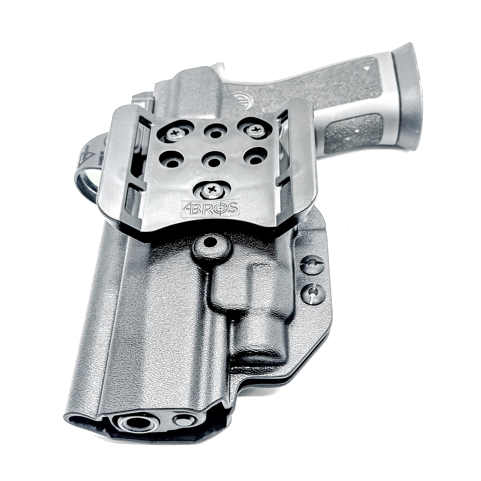 Outside Waistband OWB holster for the Sig Sauer P320 pistol & Streamlight TLR-7 X or A .  Shown in black with the 4BROS 1.5" Belt Slide.