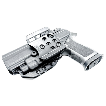 Outside Waistband OWB holster for the Sig Sauer P320 pistol & Streamlight TLR-7 X or A .  Shown in black with the 4BROS 1.5" Belt Slide.