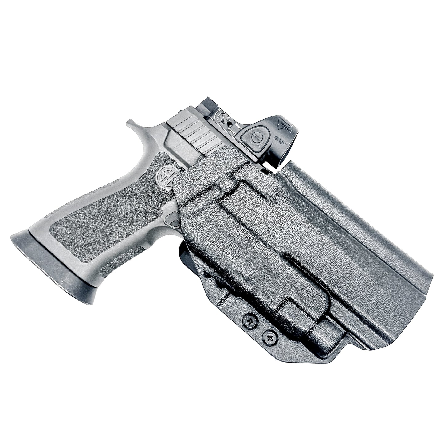 Outside Waistband OWB holster for the Sig Sauer P320 pistol & Streamlight TLR-7 X or A .  Shown in black with the 4BROS 1.5" Belt Slide.