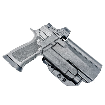Outside Waistband OWB holster for the Sig Sauer P320 pistol & Streamlight TLR-7 X or A .  Shown in black with the 4BROS 1.5" Belt Slide.