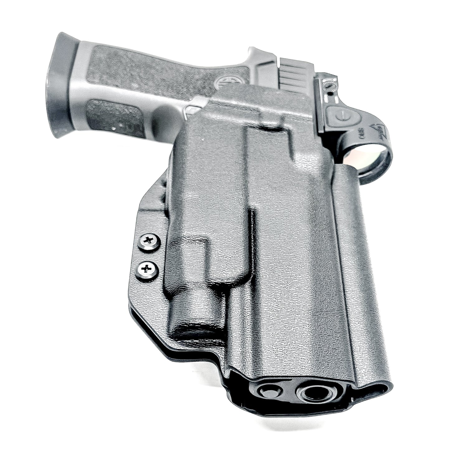 Outside Waistband OWB holster for the Sig Sauer P320 pistol & Streamlight TLR-7 X or A .  Shown in black with the 4BROS 1.5" Belt Slide.