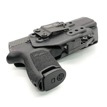 For the best, IWB holster for the Sig Sauer P320 Full Size, X5, & M17 with Streamlight TLR-7 X or A & Align Tactical Thumb Rest, shop Four Brothers holsters. 