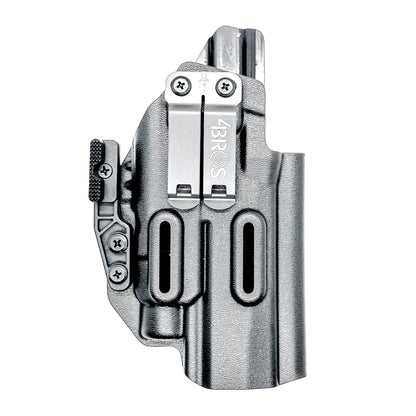 Black Inside Waistband IWB holster for the Sig Sauer P320 Full Size, X5, & M17 with Streamlight TLR-7 X or HL-X & Align Tactical Thumb Rest with a DCC Monoblock and a Modwing.