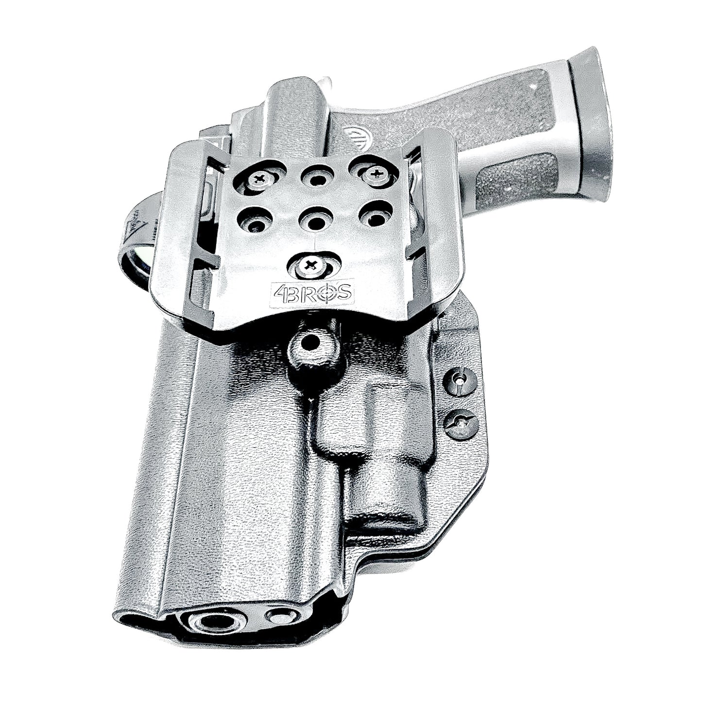 Black Outside Waistband OWB Holster for the Sig Sauer P320 Full Size, X5 or M17 & Streamlight TLR-7 X or HL-X & Align Tactical Thumb Rest with a 4BROS 1.5" Belt Slide.