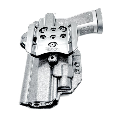 Black Outside Waistband OWB Holster for the Sig Sauer P320 Full Size, X5 or M17 & Streamlight TLR-7 X or HL-X & Align Tactical Thumb Rest with a 4BROS 1.5" Belt Slide.
