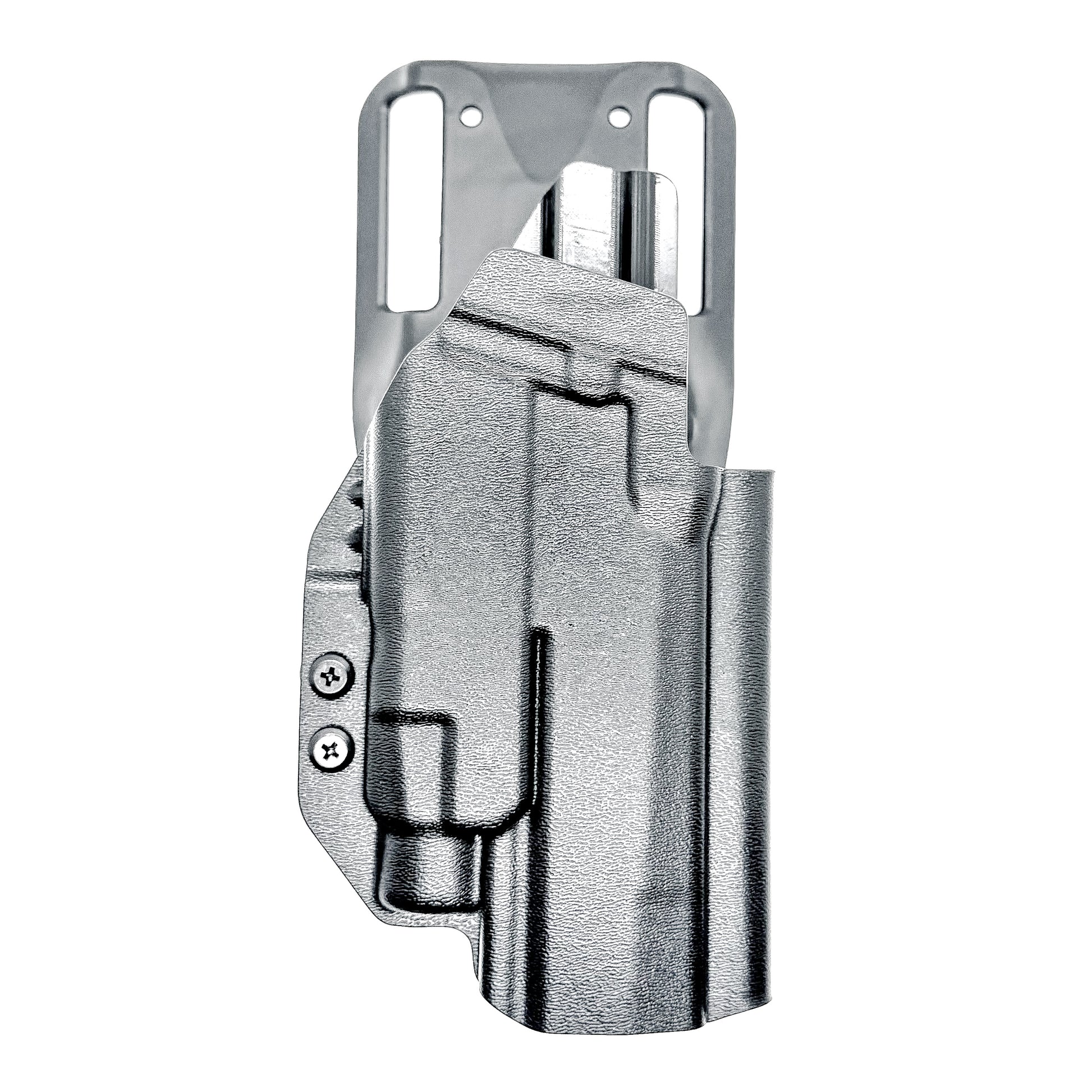 OWB Outside Waistband Competiton Holster for Sig Sauer P320 & Streamlight TLR-7 X & HL-X and GoGun USA Gas Pedal in black with a duty drop attachment.