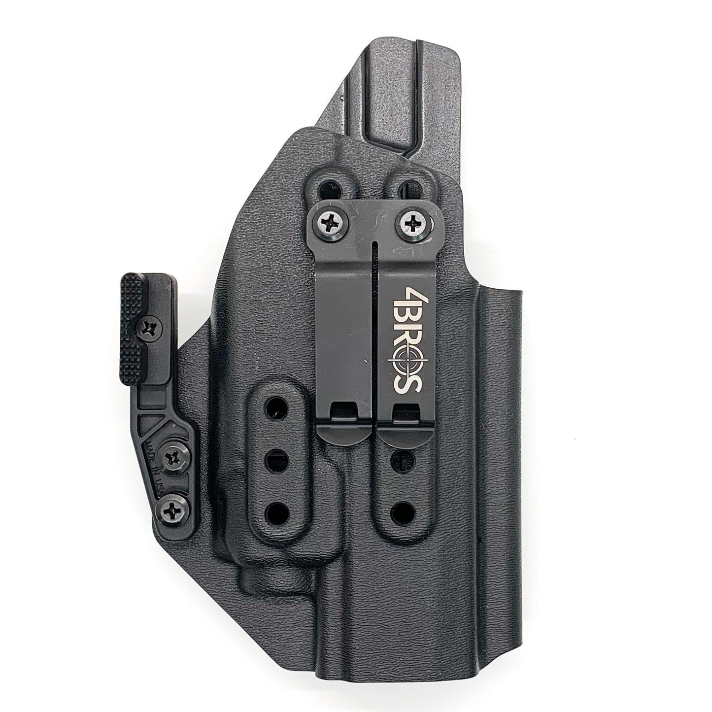 Inside Waistband Holster designed to fit the Sig Sauer P320 Full Size, X5, and M17 pistols with the Streamlight TLR-8 or TLR-8A light and mounted to the pistol. The holster retention is on the light itself and not the pistol, which means the holster will not work without the light mounted on the firearm.