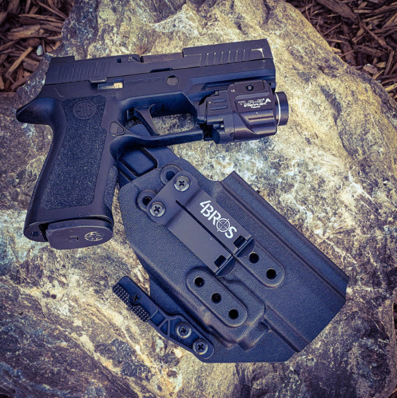 For the best IWB Kydex Inside Waistband Holster for the Sig Sauer P320 Full Size, X5, and M17 & the Streamlight TLR-8 or TLR-8Ashop Four Brothers Holsters.