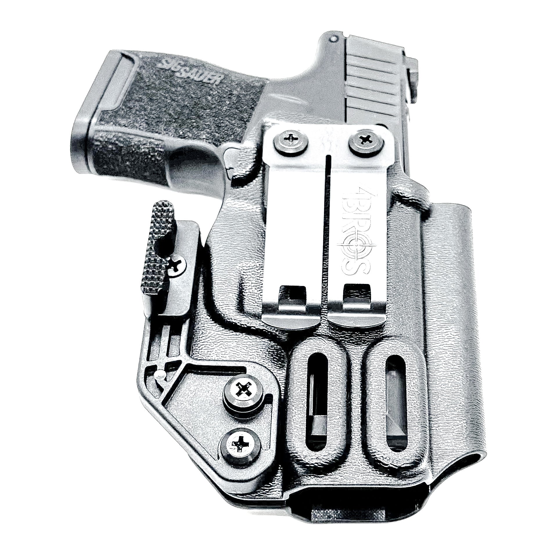 AIWB, IWB, Kydex Inside Waistband Holster Designed to fit the Sig Sauer P365-380 pistol,in black with DCC Monoblock and a modwing.