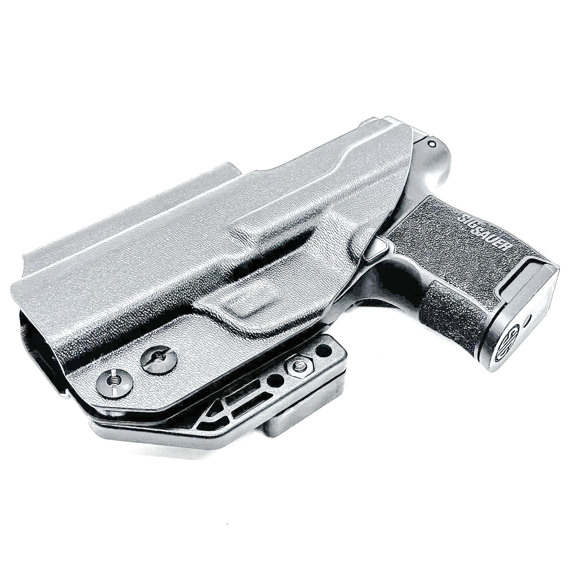 AIWB, IWB, Kydex Inside Waistband Holster Designed to fit the Sig Sauer P365-380 pistol,in black with DCC Monoblock and a modwing.