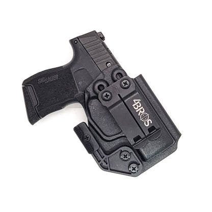 For the best, most comfortable, AIWB, IWB, Kydex Inside Waistband Holster Designed to fit the Sig Sauer P365-380 pistol, shop Four Brothers 4BROS holsters. Adjustable retention, high sweat guard, smooth edges, and minimal material for improved comfort and concealment. Made in the USA P 365 380 