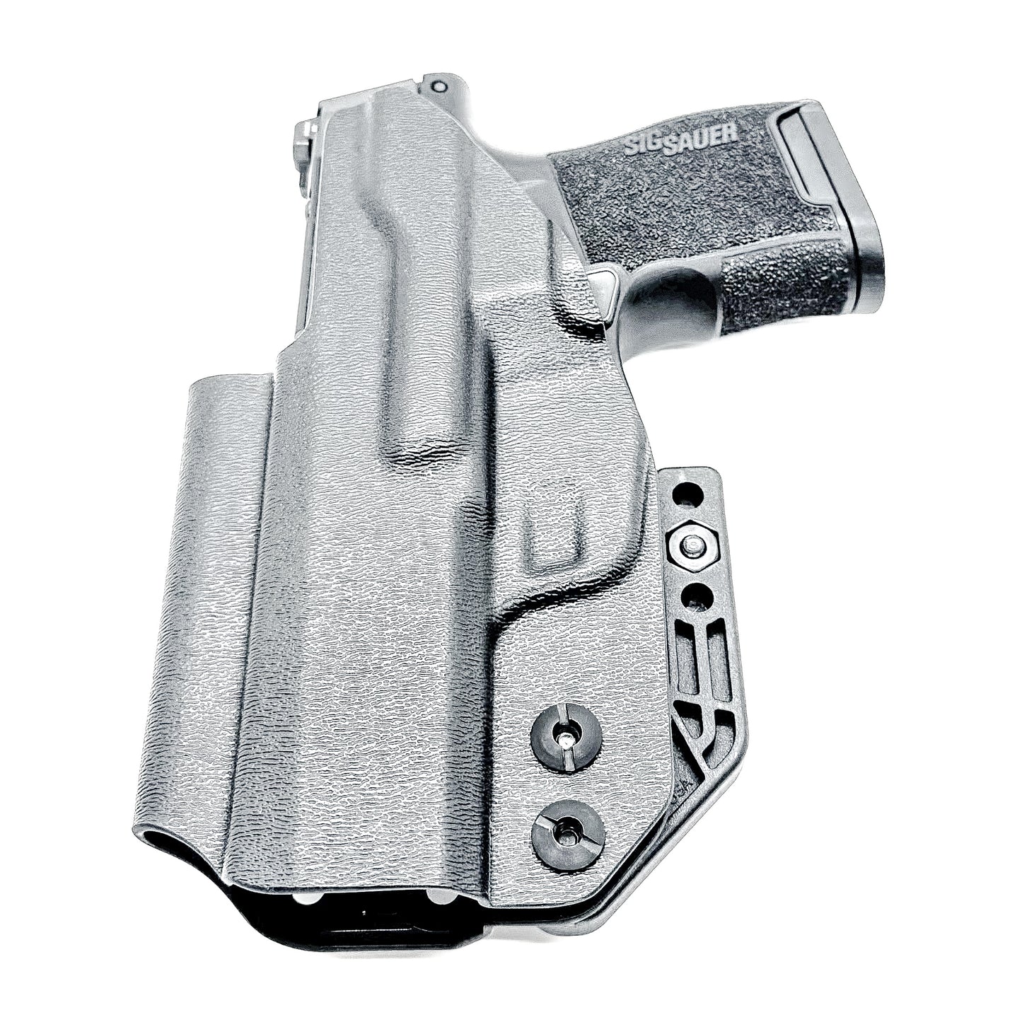 AIWB, IWB, Kydex Inside Waistband Holster Designed to fit the Sig Sauer P365-380 pistol,in black with DCC Monoblock and a modwing.