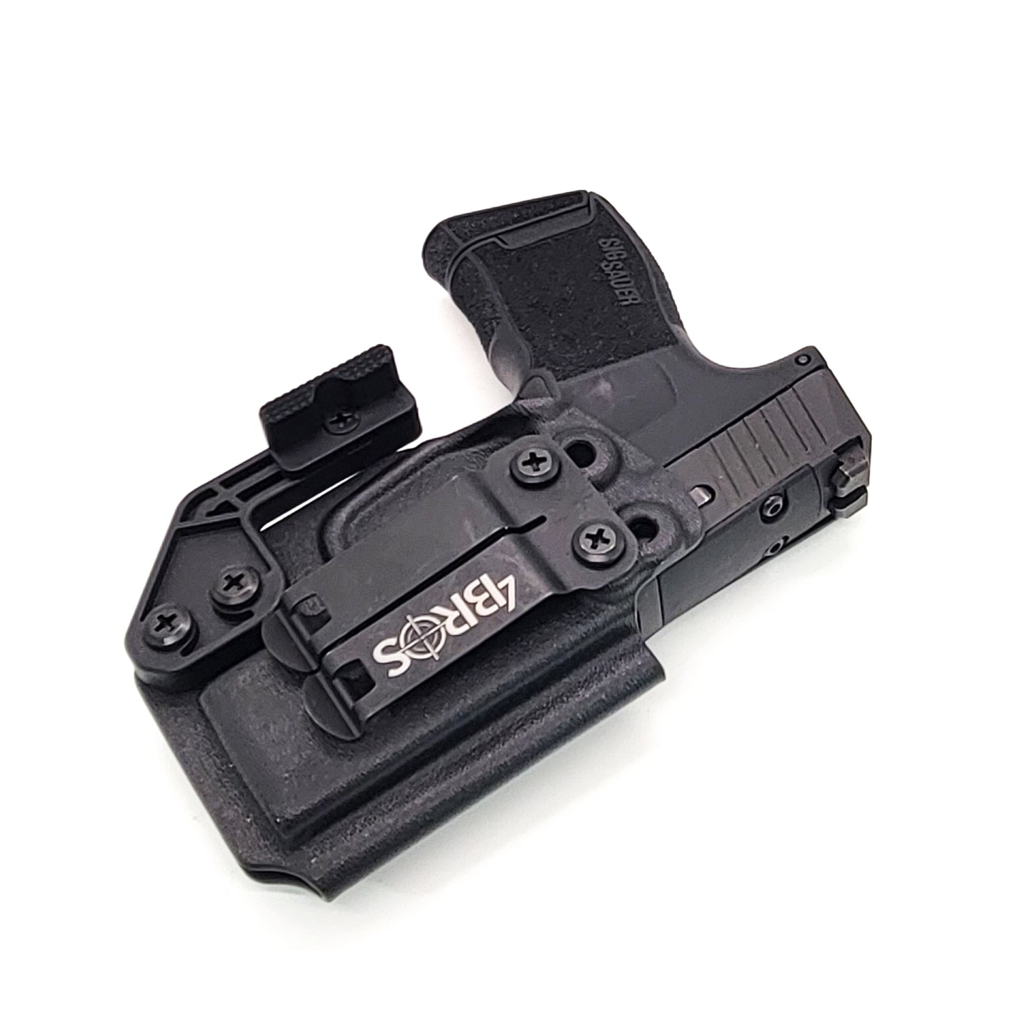 For the best, most comfortable, AIWB, IWB, Kydex Inside Waistband Holster Designed to fit the Sig Sauer P365-380 pistol, shop Four Brothers 4BROS holsters. Adjustable retention, high sweat guard, smooth edges, and minimal material for improved comfort and concealment. Made in the USA P 365 380 