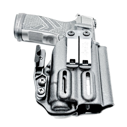 Inside Waistband IWB holster for the Sig Sauer P365-AXG Legion Gen 1 with the Streamlight TLR-7 X or A in black with the DCC Monoblock and a modwing.