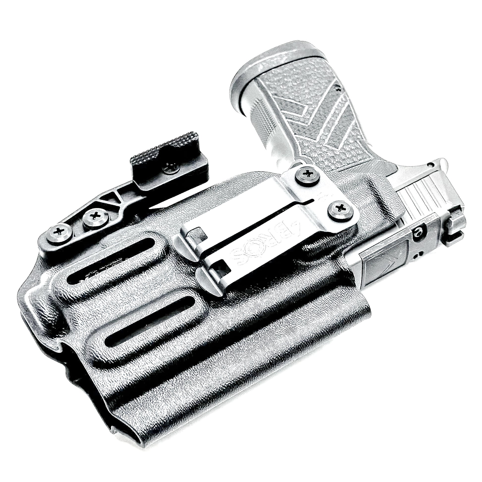 Inside Waistband IWB holster for the Sig Sauer P365-AXG Legion Gen 1 with the Streamlight TLR-7 X or A in black with the DCC Monoblock and a modwing.