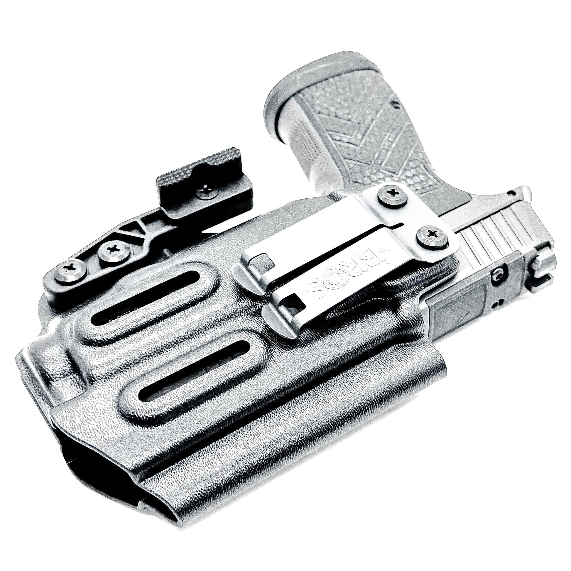 Inside Waistband IWB holster for the Sig Sauer P365-AXG Legion Gen 2 with the Streamlight TLR-7 X or A in black with the DCC Monoblock and a modwing.