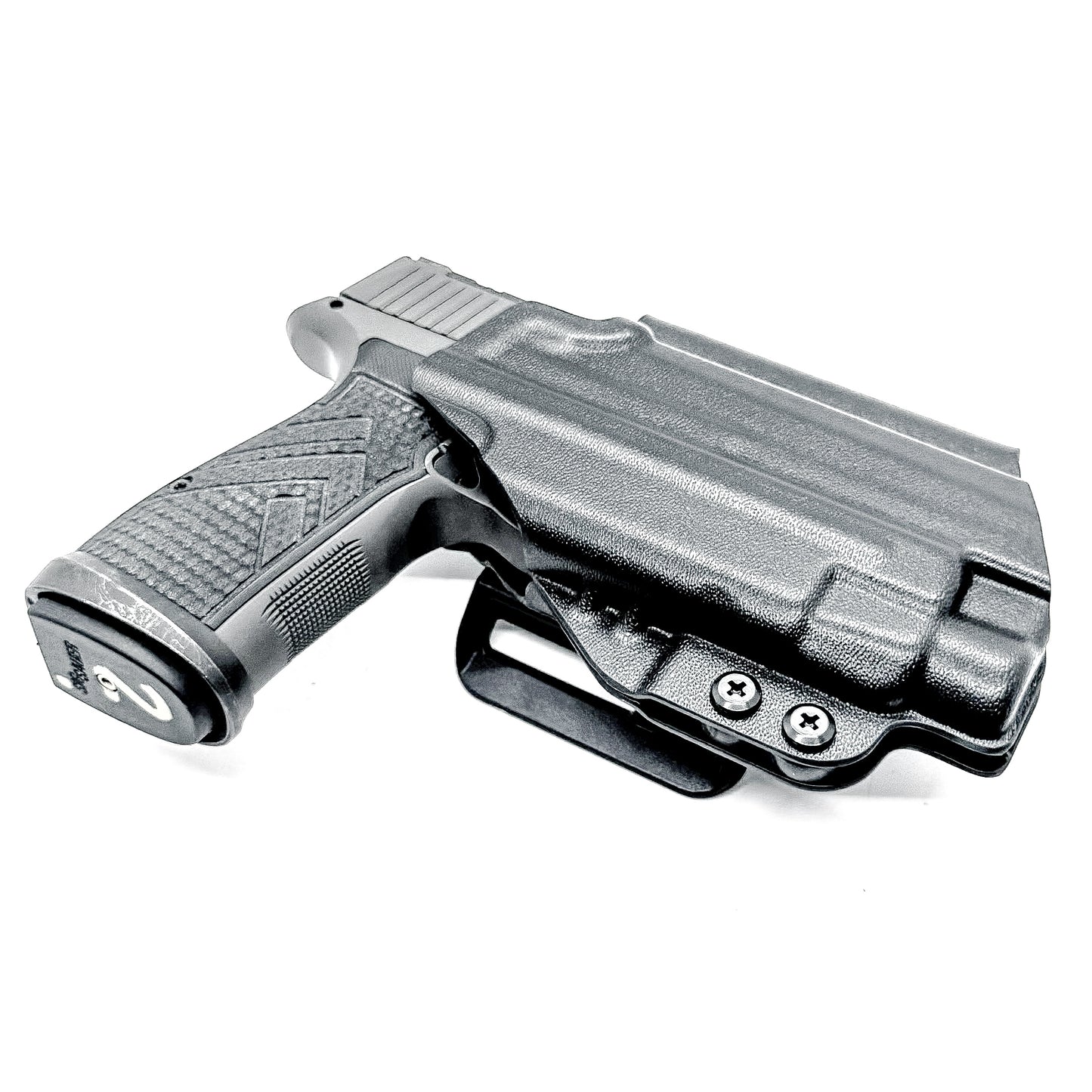 Precision Outside Waisband OWB holster for SIG P365-AXG Legion & TLR-7 HL-X.  Adjustable retention, optics-ready, threaded barrel compatible. Made in the USA.