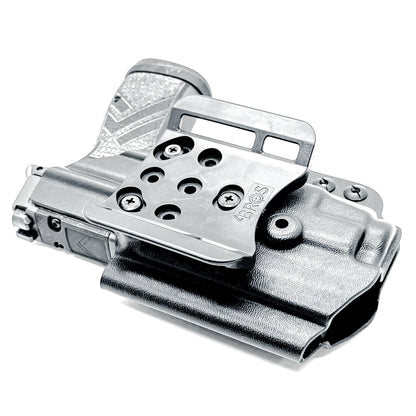 Outside Waistband OWB Holster for the Sig Sauer P365-AXG Legion Gen 2 with the Streamlight TLR-7 X or A.  Shown in black with the 4BROS 1.5" Belt Slide.