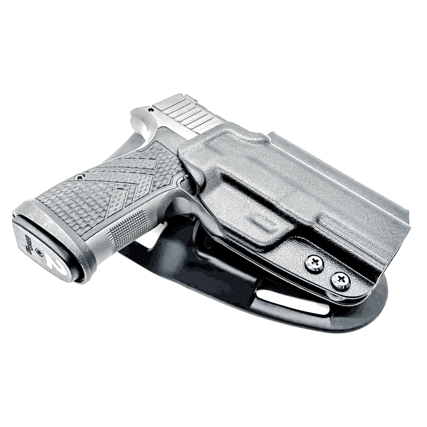 Black OWB Outside Waistband Sig Sauer P365-AXG Legion Duty & Competition Style Kydex Holster from Four Brothers Holsters.  Proudly made in the USA.