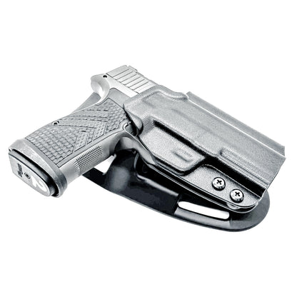 Black OWB Outside Waistband Sig Sauer P365-AXG Legion Duty & Competition Style Kydex Holster from Four Brothers Holsters.  Proudly made in the USA.