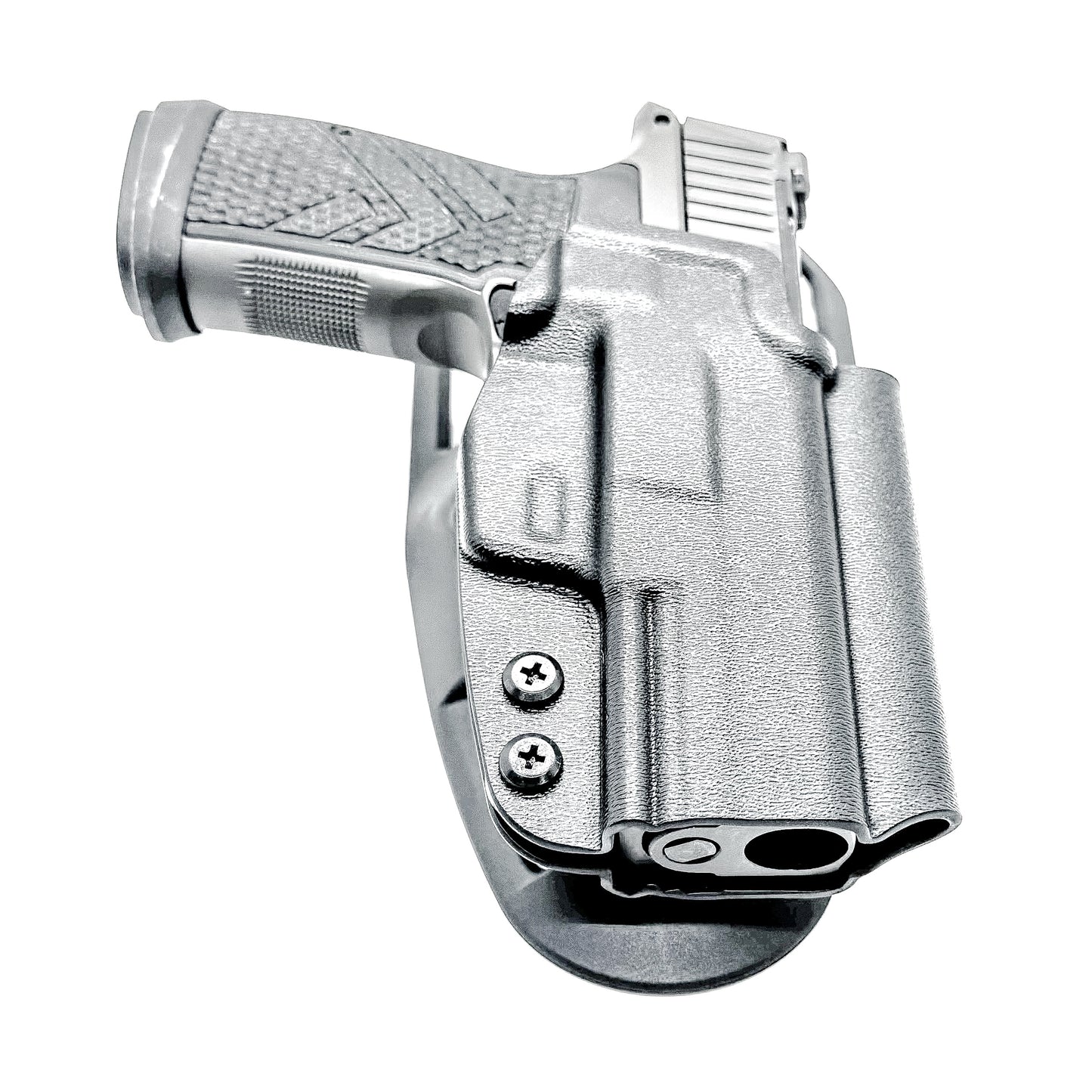 Black OWB Outside Waistband Sig Sauer P365-AXG Legion Duty & Competition Style Kydex Holster from Four Brothers Holsters.  Proudly made in the USA.