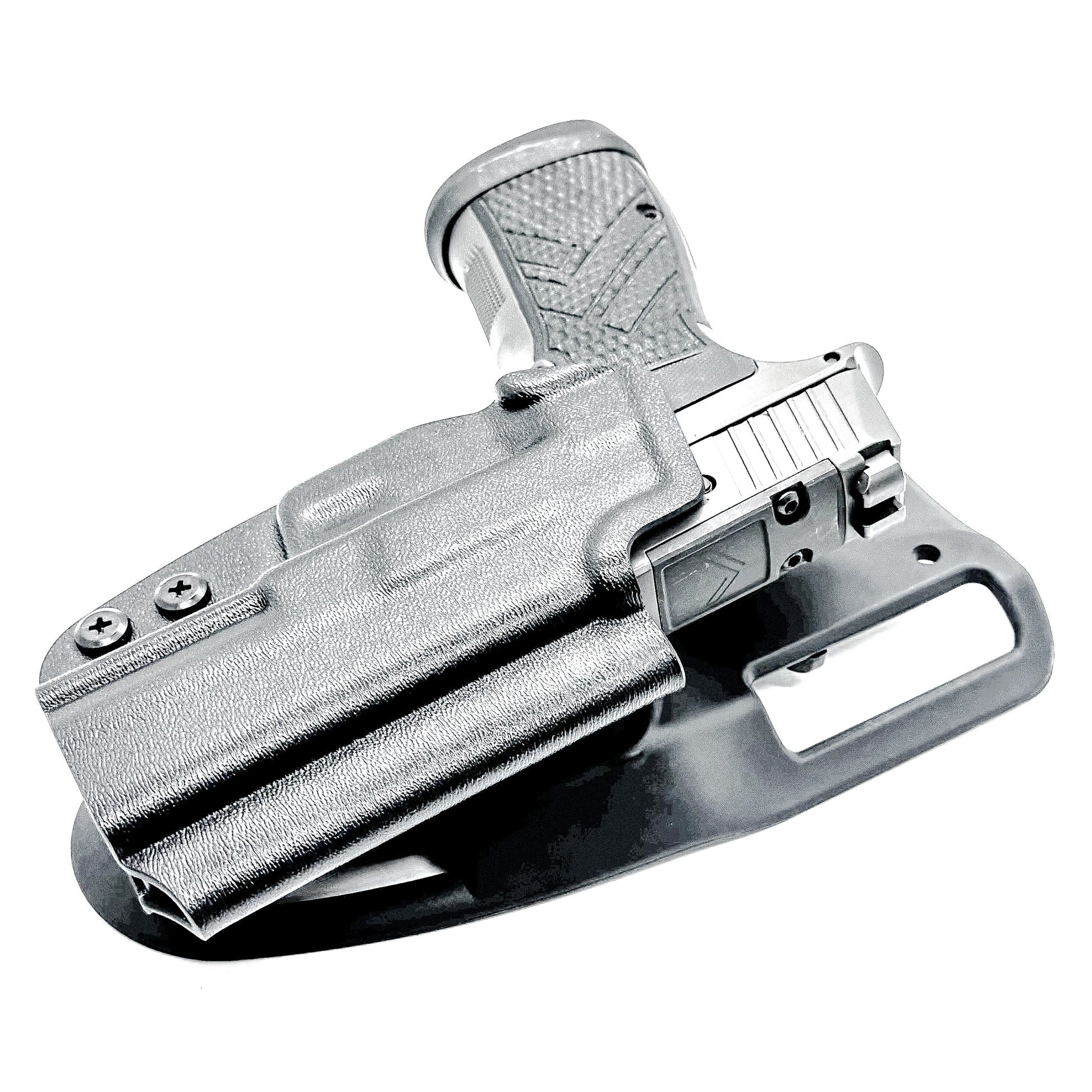 Black OWB Outside Waistband Sig Sauer P365-AXG Legion Duty & Competition Style Kydex Holster from Four Brothers Holsters.  Proudly made in the USA.