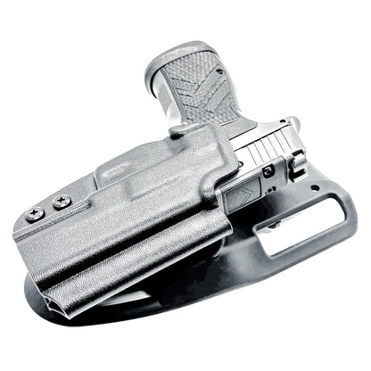 Black OWB Outside Waistband Sig Sauer P365-AXG Legion Duty & Competition Style Kydex Holster from Four Brothers Holsters.  Proudly made in the USA.