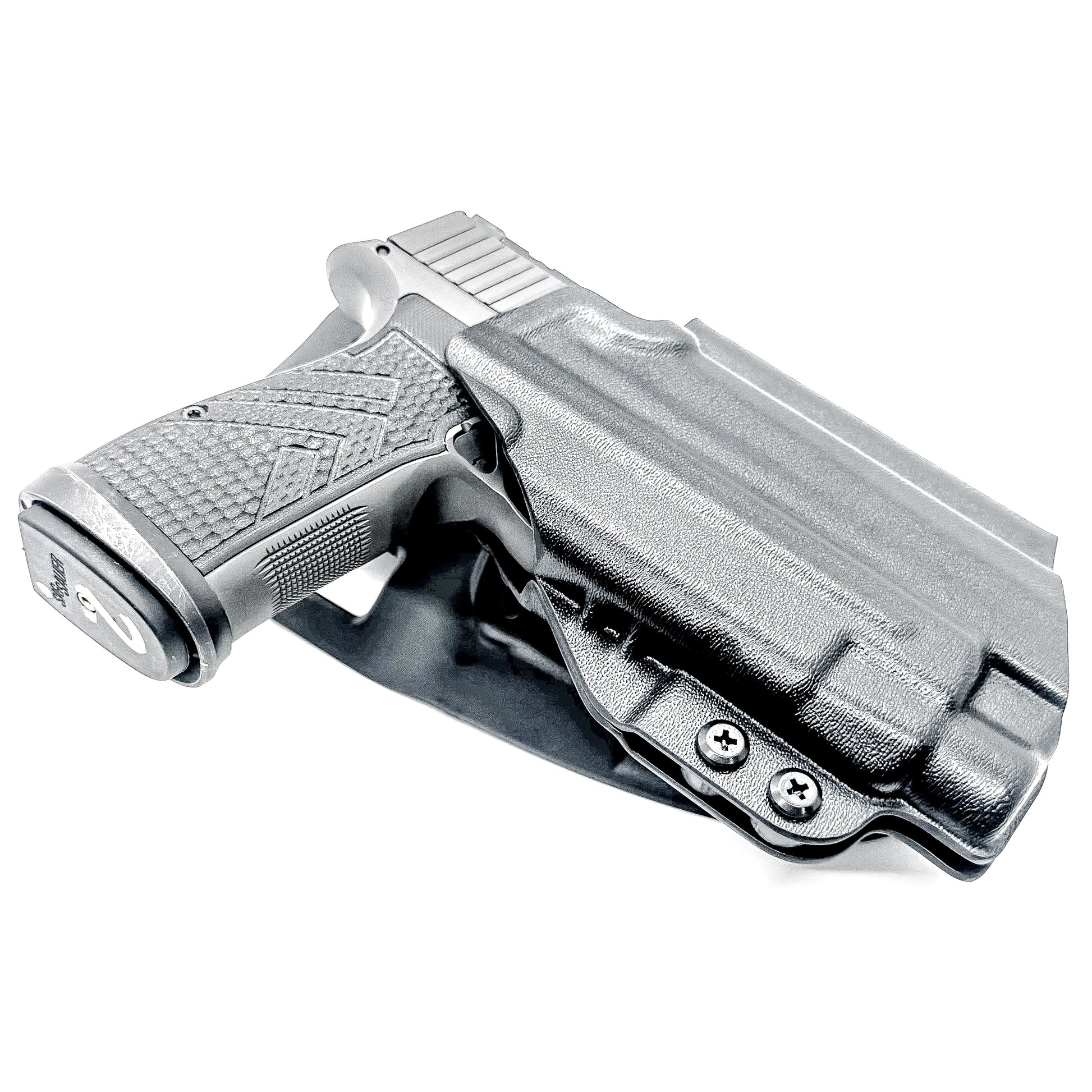 Black OWB Outside Waistband Sig Sauer P365-AXG Legion & TLR-7 HL-X Duty & Competition Style Kydex Holster from Four Brothers Holsters.  Made in the USA.