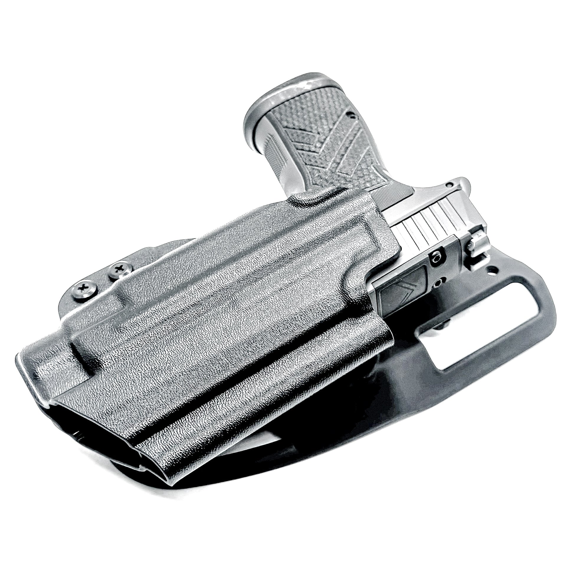 Black OWB Outside Waistband Sig Sauer P365-AXG Legion & TLR-7 HL-X Duty & Competition Style Kydex Holster from Four Brothers Holsters.  Made in the USA.
