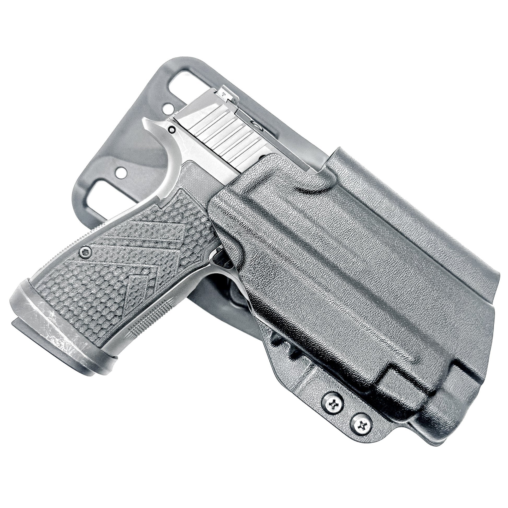 Black OWB Outside Waistband Sig Sauer P365-AXG Legion & TLR-7 HL-X Duty & Competition Style Kydex Holster from Four Brothers Holsters.  Made in the USA.
