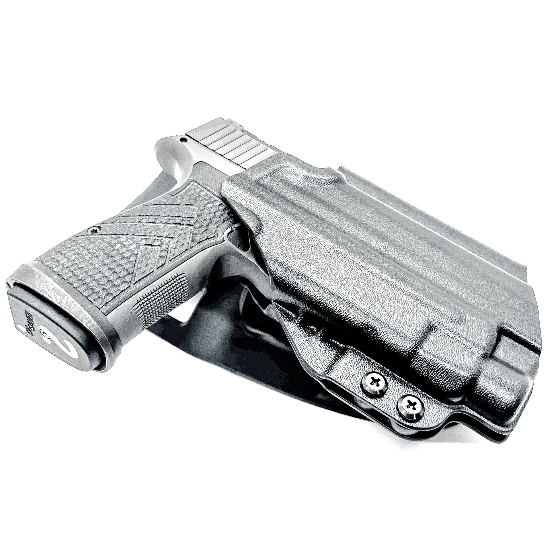 Black OWB Outside Waistband Sig Sauer P365-AXG Legion & TLR-7 HL-X Duty & Competition Style Kydex Holster from Four Brothers Holsters.  Made in the USA.