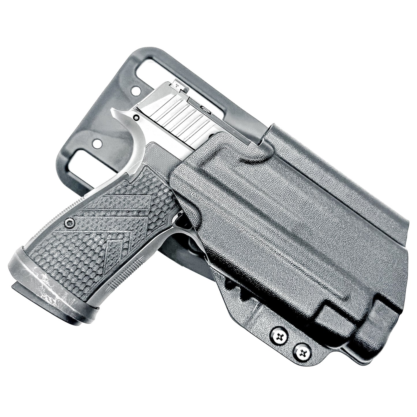 Black OWB Outside Waistband Sig Sauer P365-AXG Legion & TLR-7 HL-X Duty & Competition Style Kydex Holster from Four Brothers Holsters.  Made in the USA.