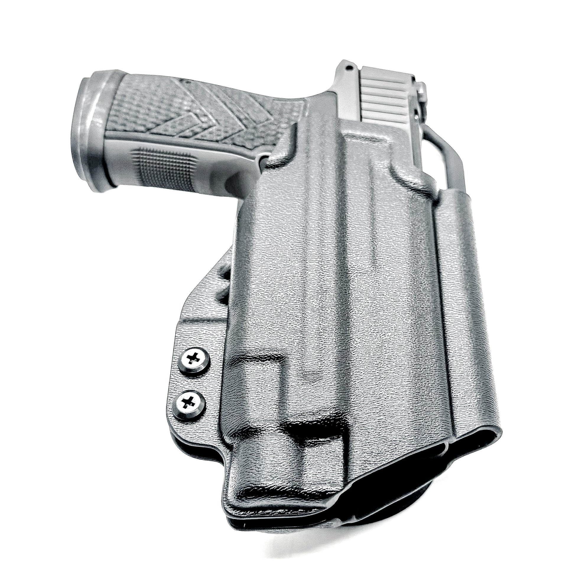 Black OWB Outside Waistband Sig Sauer P365-AXG Legion & TLR-7 HL-X Duty & Competition Style Kydex Holster from Four Brothers Holsters.  Made in the USA.