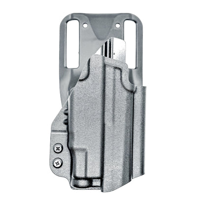 Black Duty and Competition OWB holster fits the Sig Sauer P365 AXG-Legion Gen 2 with a Streamlight TLR-7 Sub; shown with a duty drop attachment.