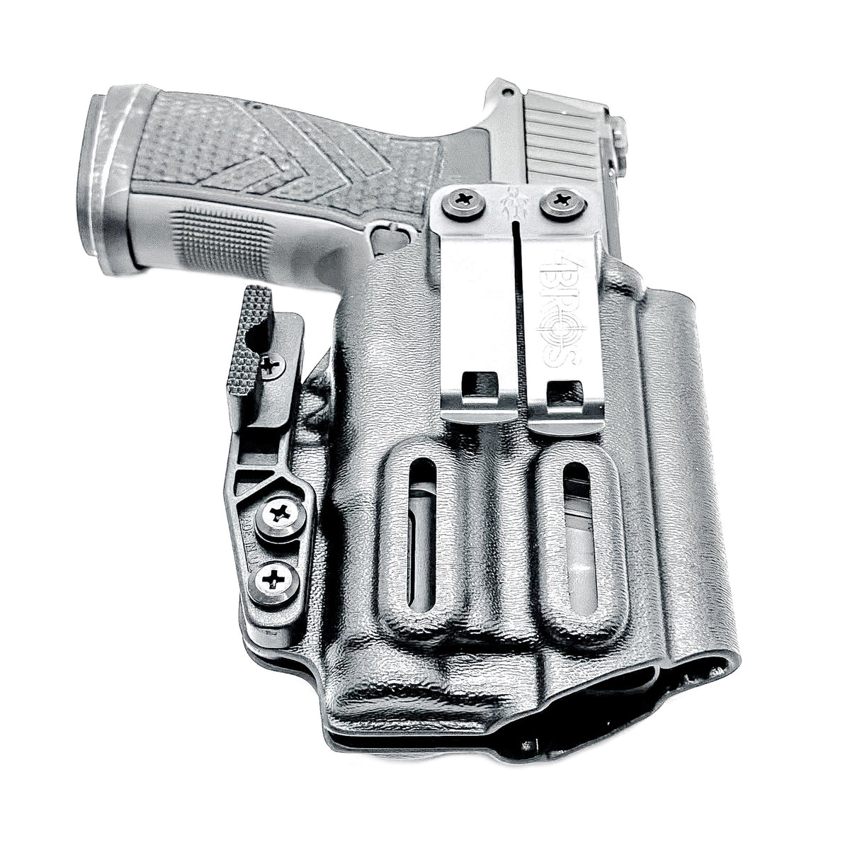 4Bros Inside Waistband (IWB) Holster for Sig P365-AXG Legion with SureFire XC3 Sub. Red dot ready, Enigma compatible, Gen 1 & Gen 2 specific. Made in USA.
