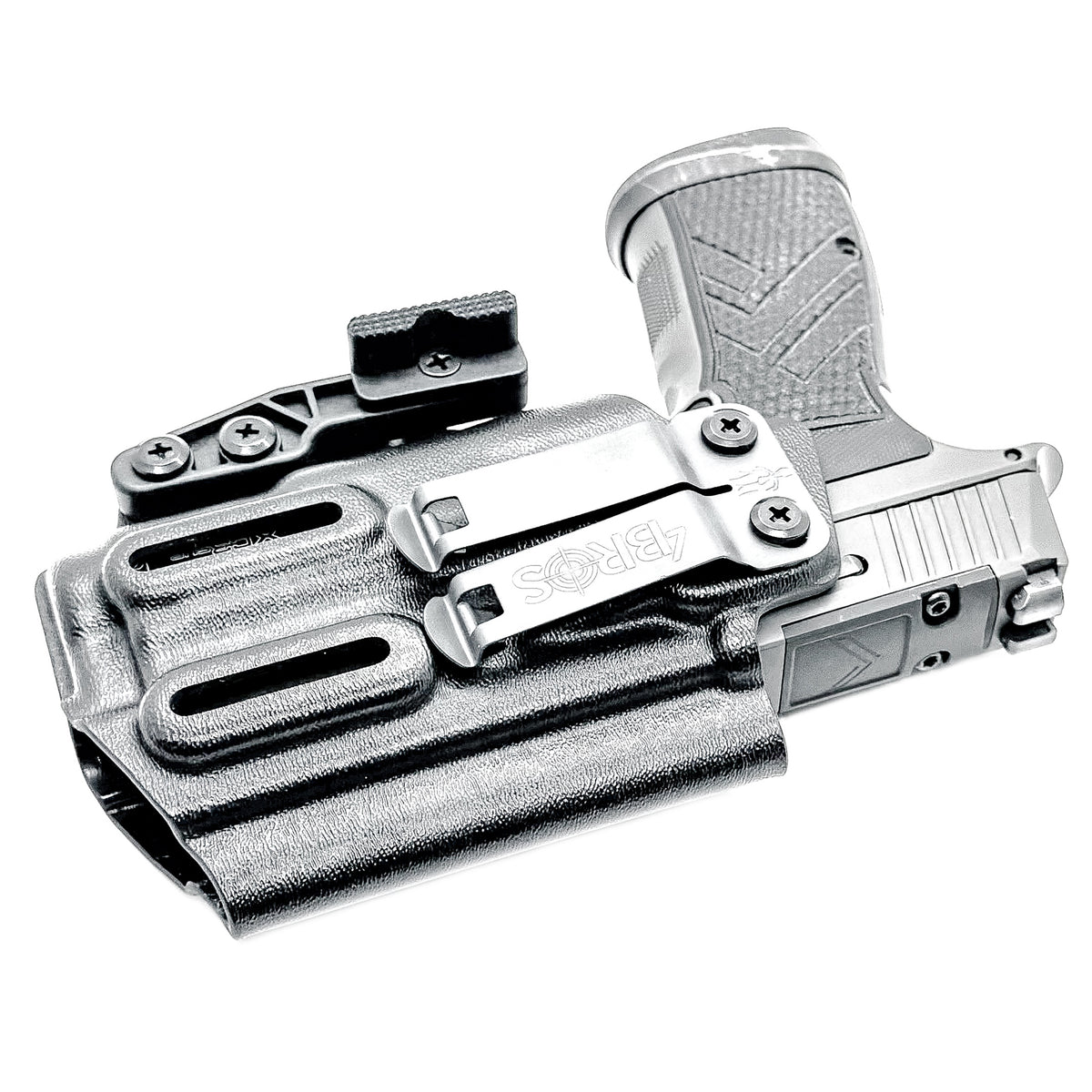 4Bros Inside Waistband (IWB) Holster for Sig P365-AXG Legion with SureFire XC3 Sub. Red dot ready, Enigma compatible, Gen 1 & Gen 2 specific. Made in USA.