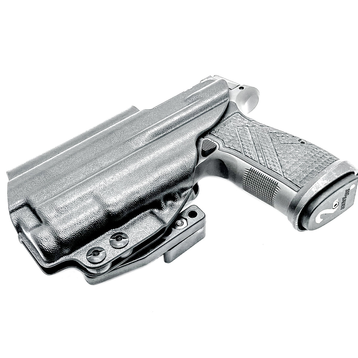 4Bros Inside Waistband (IWB) Holster for Sig P365-AXG Legion with SureFire XC3 Sub. Red dot ready, Enigma compatible, Gen 1 & Gen 2 specific. Made in USA.