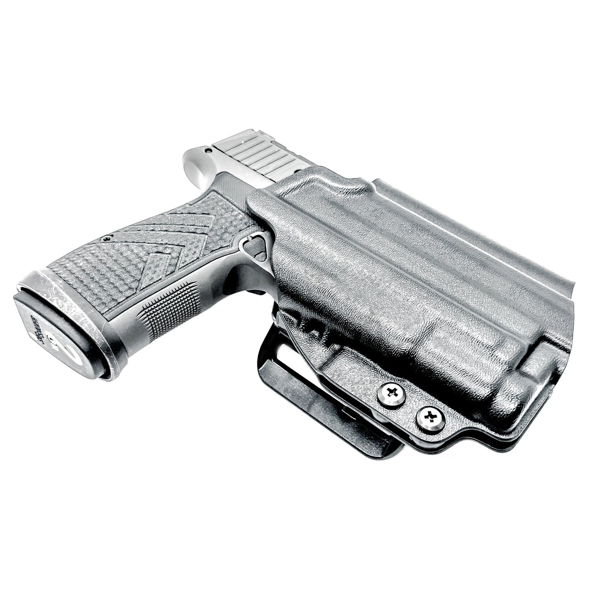 Precision-Built OWB holster for SIG P365-AXG Legion with SureFire XC3 Sub. Adjustable retention, optics-ready, threaded barrel compatible. Made in the USA.