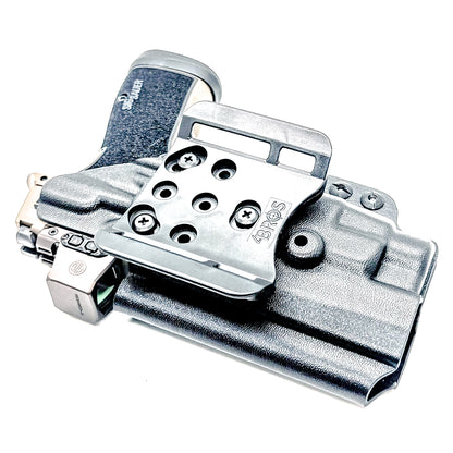 OWB holster for Sig Sauer P365-DH3 AXG with TLR-7 HL-X. Outside Waistband holster for range, training, and open carry with adjustable retention.
