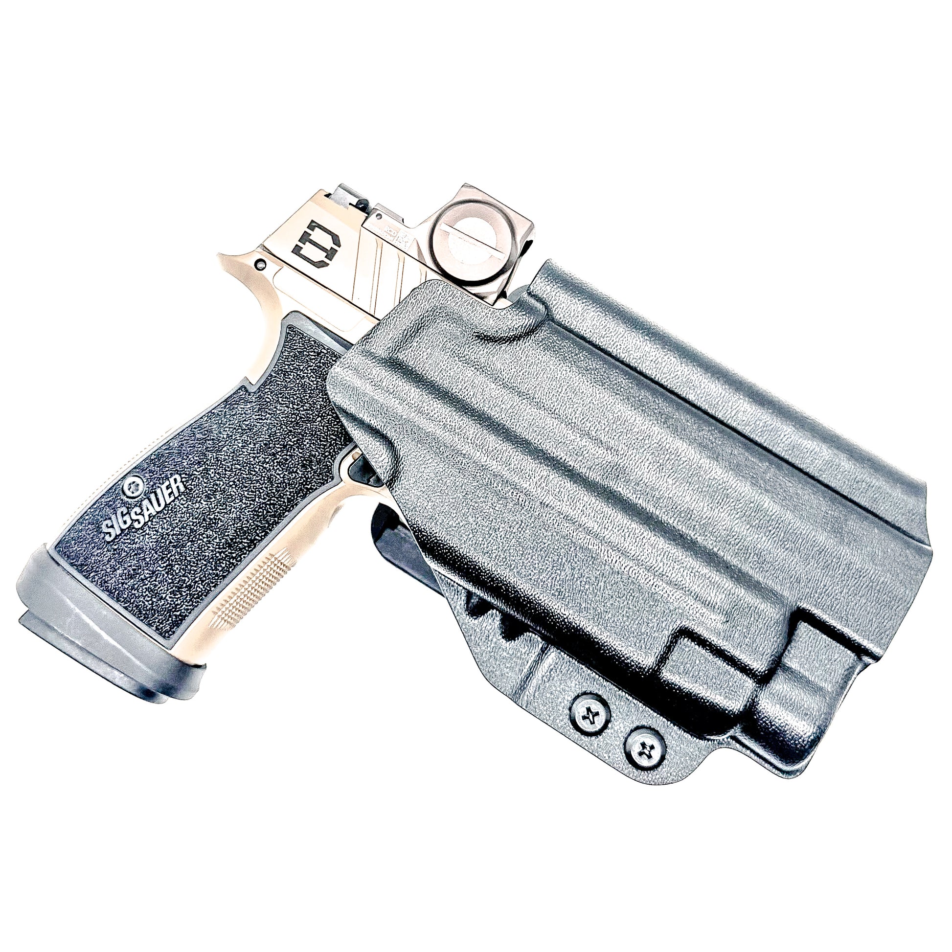 OWB holster for Sig Sauer P365-DH3 AXG with TLR-7 HL-X. Outside Waistband holster for range, training, and open carry with adjustable retention.