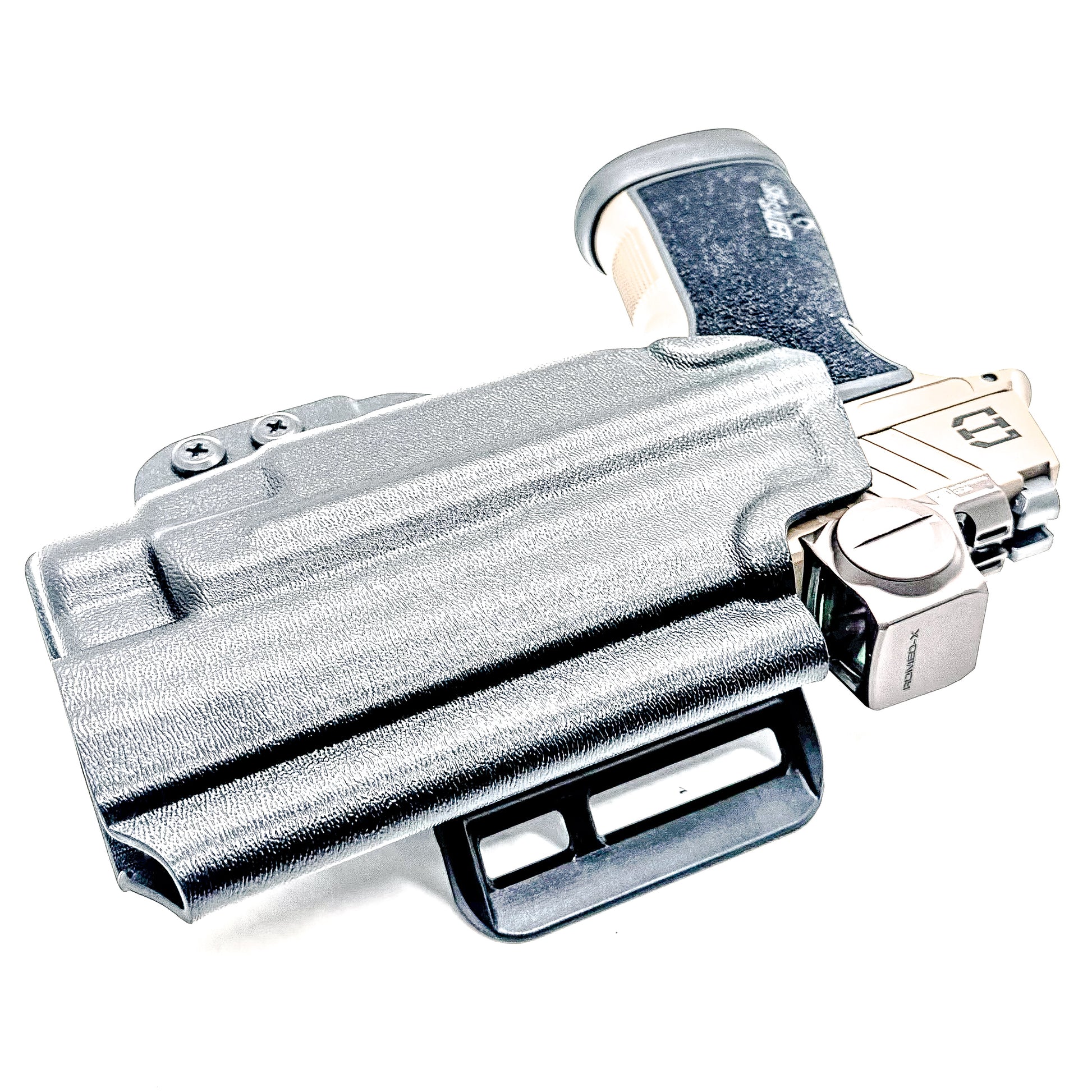 OWB holster for Sig Sauer P365-DH3 AXG with TLR-7 HL-X. Outside Waistband holster for range, training, and open carry with adjustable retention.