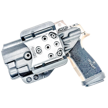 OWB holster for Sig Sauer P365-DH3 AXG with TLR-7 HL-X. Outside Waistband holster for range, training, and open carry with adjustable retention.