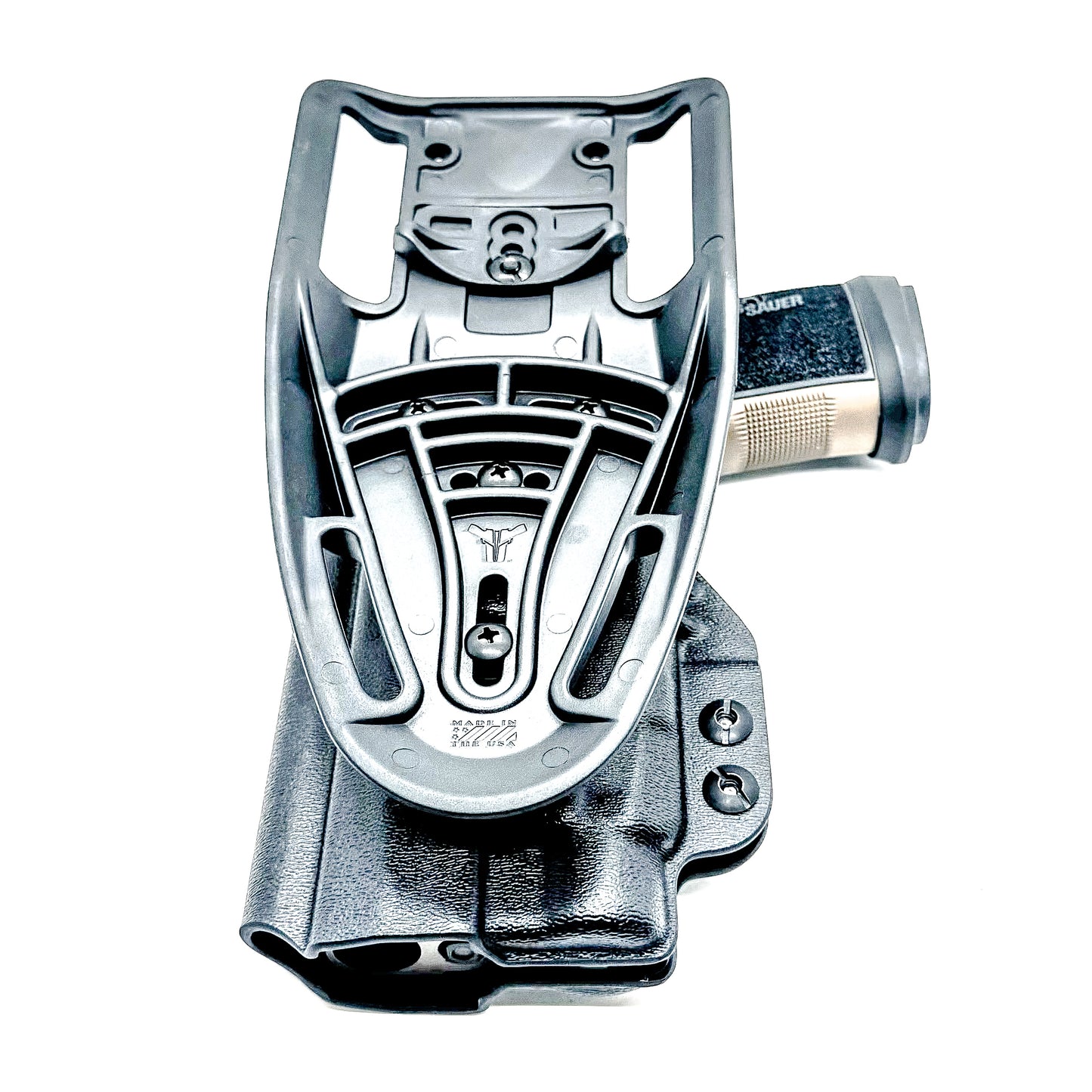 OWB holster for Sig Sauer P365-DH3 AXG with TLR-7 HL-X. Outside Waistband light duty & competition holster with adjustable retention and optics support.