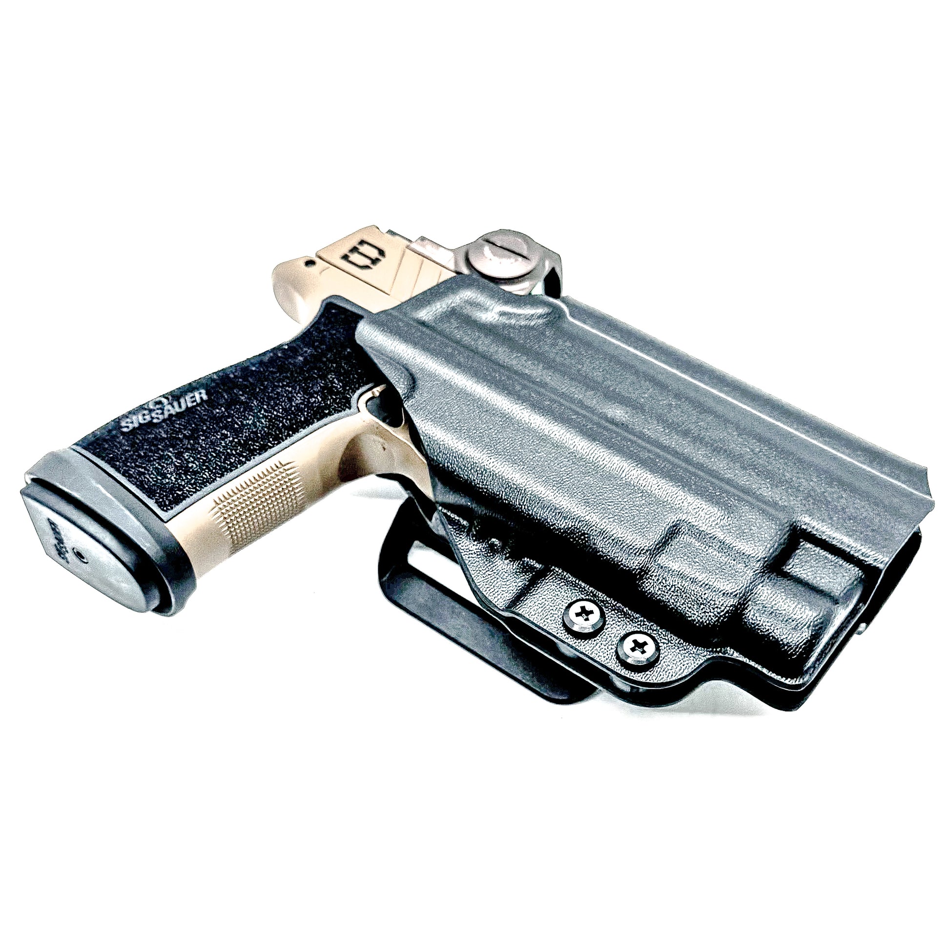 OWB holster for Sig Sauer P365-DH3 AXG with TLR-7 HL-X. Outside Waistband holster for range, training, and open carry with adjustable retention.
