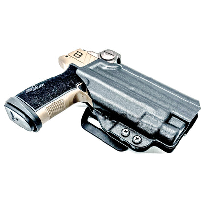 OWB holster for Sig Sauer P365-DH3 AXG with TLR-7 HL-X. Outside Waistband holster for range, training, and open carry with adjustable retention.