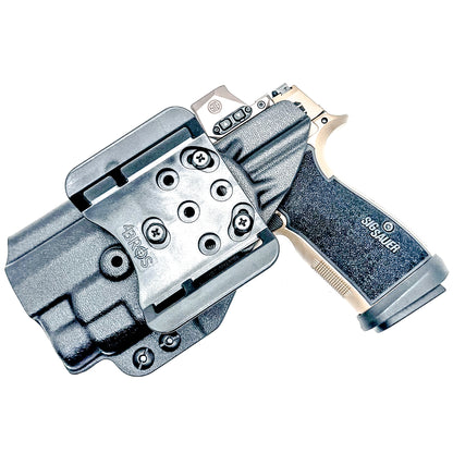 OWB holster for Sig Sauer P365-DH3 AXG with TLR-7 HL-X. Outside Waistband holster for range, training, and open carry with adjustable retention.