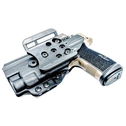 OWB holster for Sig Sauer P365-DH3 AXG with TLR-7 HL-X. Outside Waistband holster for range, training, and open carry with adjustable retention.